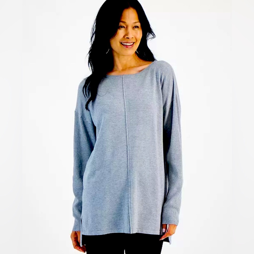 416M NWT Style & Co Petite‎ Seam-Front Boat-Neck Tunic Sweater - Size: PP (2P)